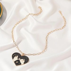 1 Love Cartoon Couple Large Pendant Personality Drops Oil Hook Clavicle Black